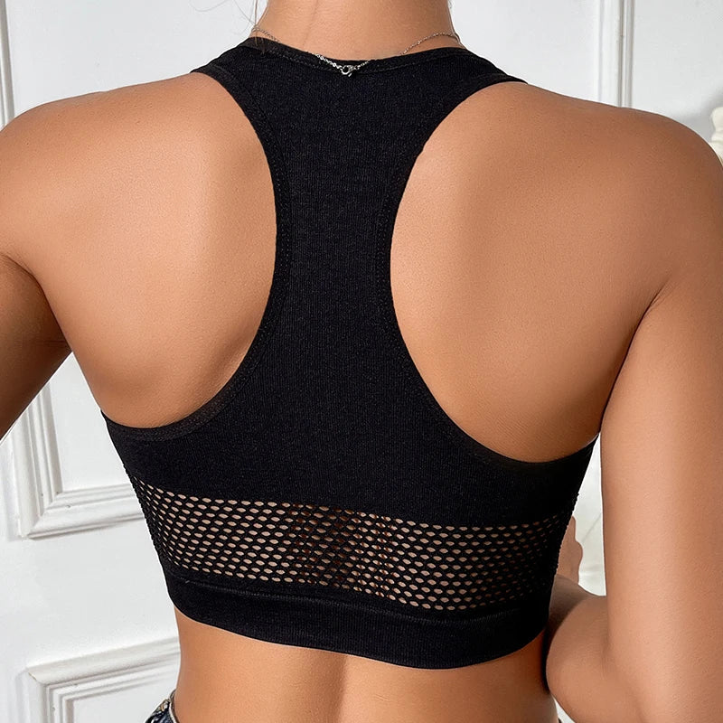 FishnetFlow Off-Shoulder Mesh Crop Tank