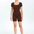 RibSuit Yoga Bodysuit — Seamless Short-Sleeve One-Piece